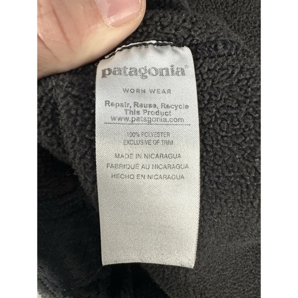 Patagonia Jacket Medium Black Synchilla Marsupial Fleece Quarter Zip Hiking - Picture 8 of 10